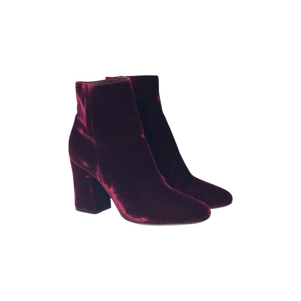 Gianvito Rossi Rolling 85 Ankle Boots in Burgundy Velvet - Picture 5 of 7